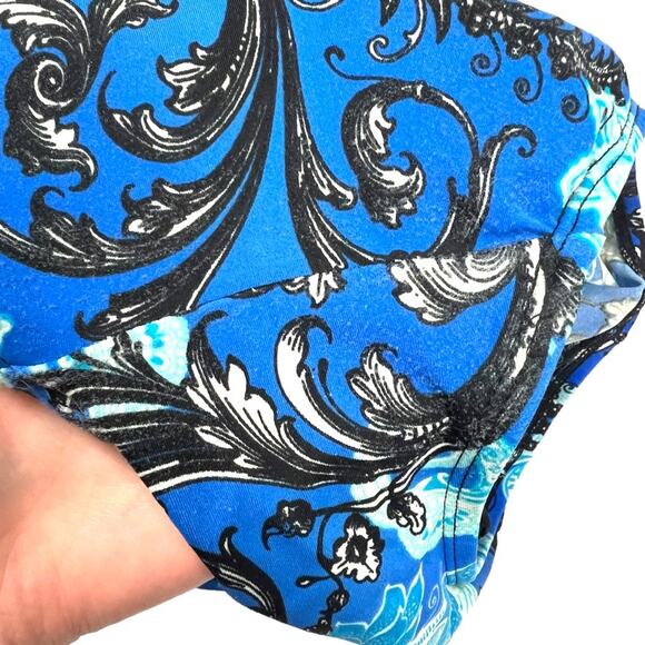 Robby Len One-Piece Swimsuit Blue Black Paisley Print Ruched Soft Cup Women's 10 - Picture 10 of 12